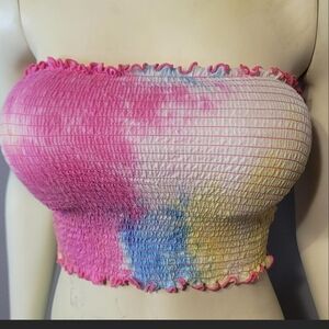Colorful Smocked Tube Top